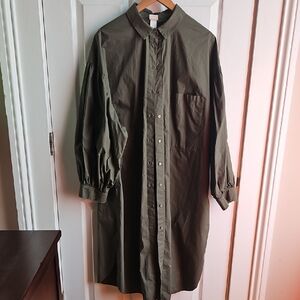 H&M Olive Green Long Shirt Dress